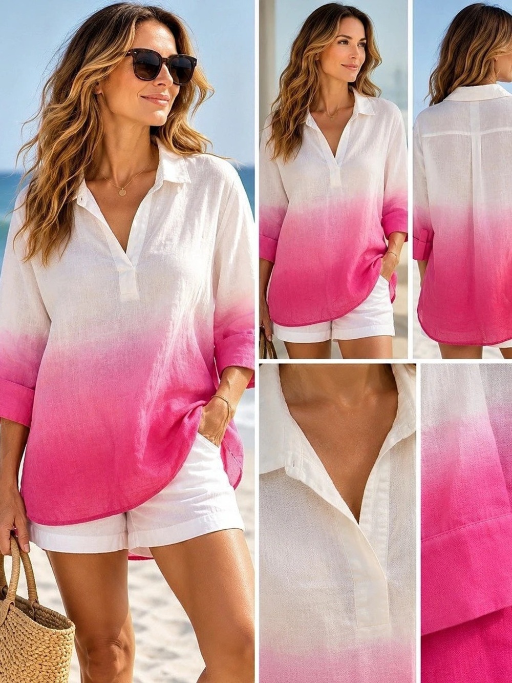 vineyard vines Ombre Linen Cotton Tunic Size XL Like New